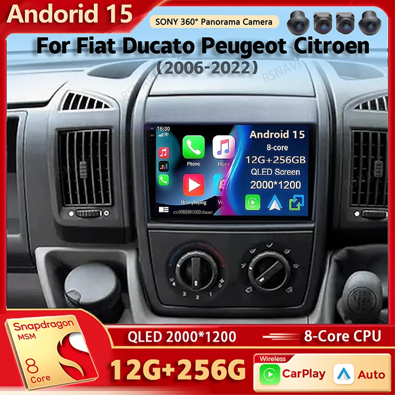 Android 15 Autoradio-Multimedia-Player für Fiat Ducato Peugeot Boxer Citroen Jumper 2 2006–2022 Auto Carplay Stereo DSP Ai Voice Image