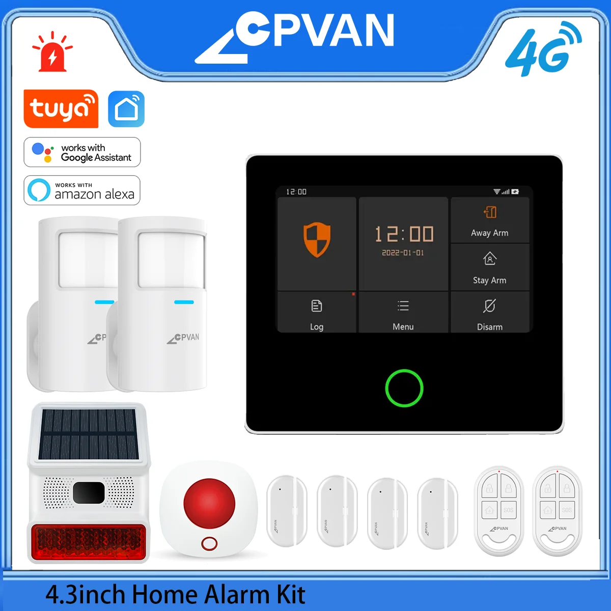 CPVAN 4,3 Zoll Touchscreen Home Alarm System Wireless Smart Tuya WIFI 4G Hause Einbrecher Sicherheit Alarm eingebaute Sirene Image