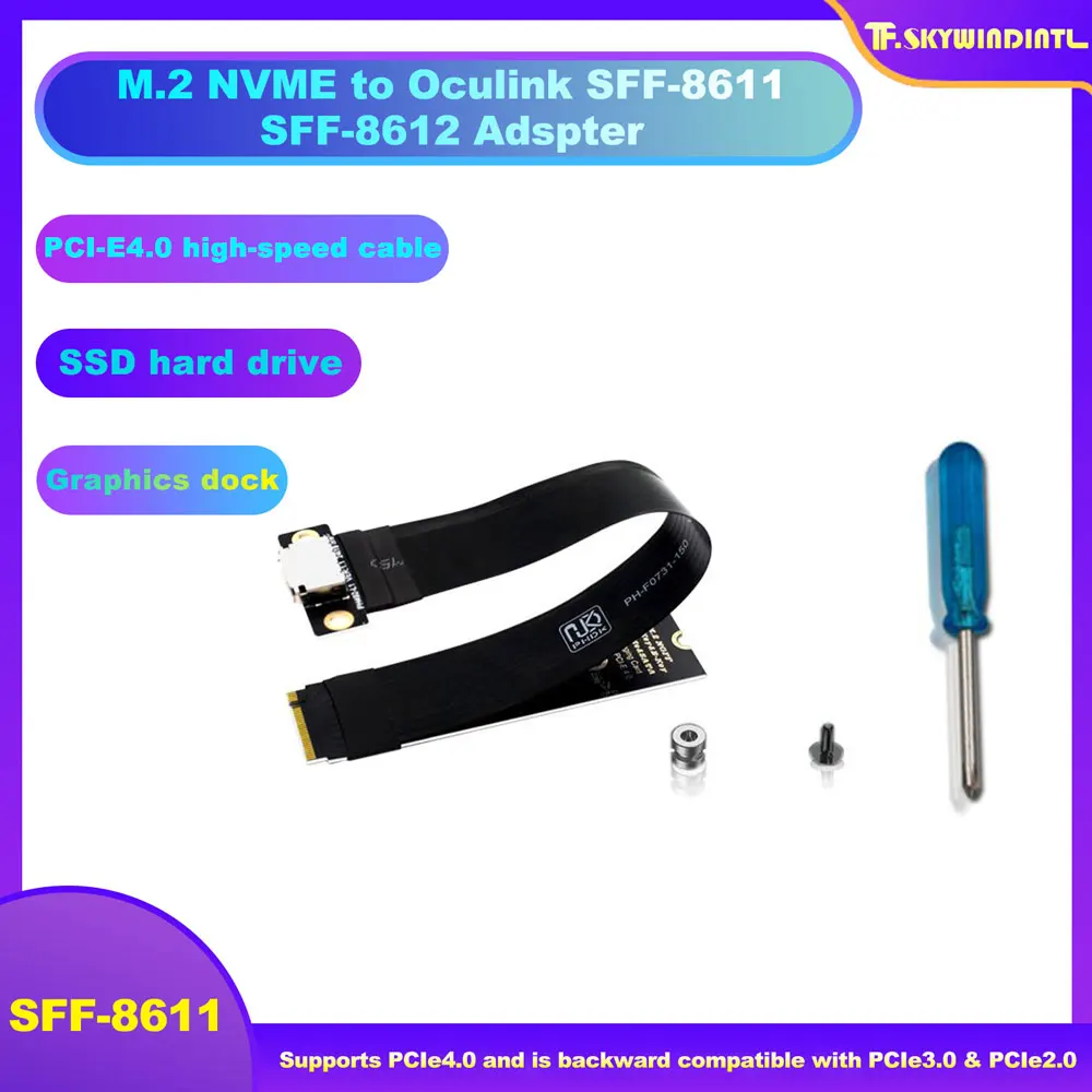 15 cm 20 cm M.2 NVME zu Oculink PCIE 4.0 X4SFF-8612 SFF-8611 Laptop-Grafikkarten-Erweiterungskabel für GPU-Speicherserver-Workloads Image
