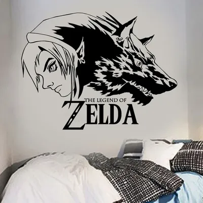 Spiel Wandtattoos Wolf Link Wandaufkleber für Zuhause Jungen Schlafzimmer Dekoration Vinyl Kunst Image