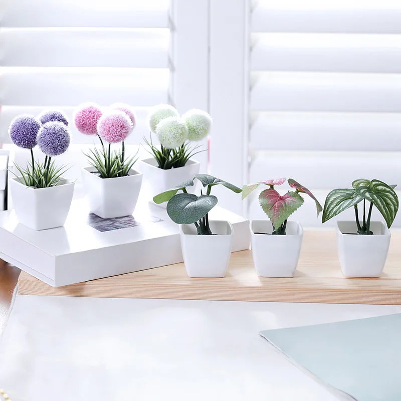 6 Stück Mini mehrfarbige Blumentopf Kombination vier Jahreszeiten Home Office Desktop-Dekoration kann wieder verwendet werden