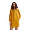 Midikleid MARC O'POLO "aus leichter Qualität", Damen, Gr. 38, Normalgrößen, gelb (golden gelb), Obermaterial: 100% Leinen; Futter: 100% Nicht verfügbar, unifarben, loose fit kurz, Langarm Manschette, Kleider