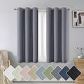 Nika 100% Blackout Curtains 45 Inches Long 2 Panels Set Grey Curtains 45 Inch Length Warm Thermal Insulated Energy Efficiency Curtains & Drapes Grommet Design for Bedroom W38 x L54