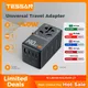 Adattatore da viaggio GaN adattatore spina internazionale TESSAN da 140 W con presa universale 1 caricatore rapido USB A 3 tipo C per UE/Regno Unito/USA/AUS
