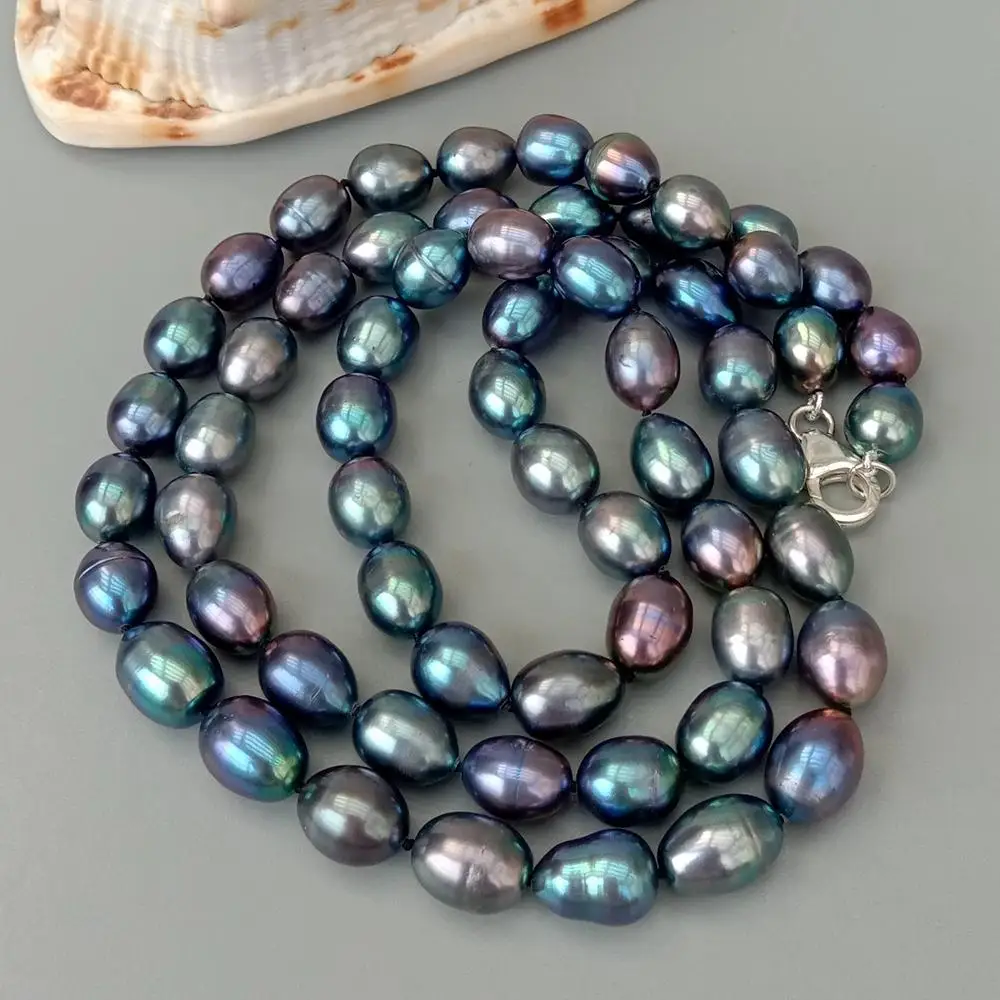 Y·YING Collana lunga di perle nere d'acqua dolce 32,5"