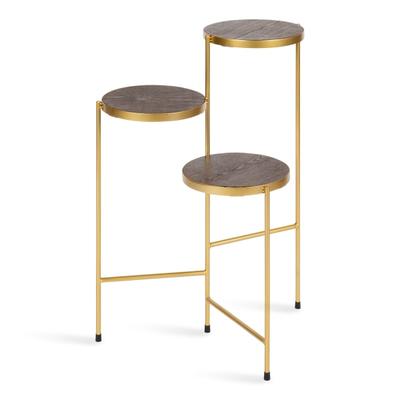 Kate And Laurel Fields 3-Tier Decorative Plant Stand Display, 10 In., Walnut Brown