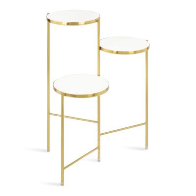 Kate And Laurel Fields 3-Tier Decorative Plant Stand Display, 10 In., White/gold