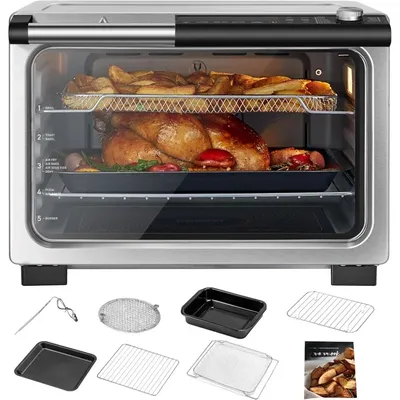 13-in-1 Ceramic Air Fryer Toaster Oven Combo, Flat-Sealed Heating Elements for Easy Cleanup,