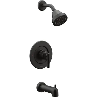 Matte Black Pressure Balancing Eco-Performance Modern Tub and Shower Trim, Featuring Single Function