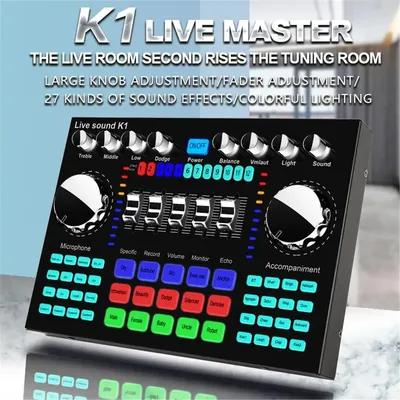 k1 Soundcard live Sound Card Portable Bluetooth-compatible Sound Card Profession Adjustable Volume