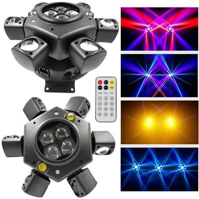 150W RGBW Beam 6 Arms Moving Head Light Remote DMX Controlled with Laser Strobe Effect DJ Disco