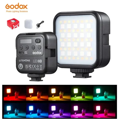 Godox LED 6R RGB LED Video Camera Light 13 FX Effects 1800mAh Li-ion Battery for Vlog Video Light PK