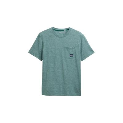 TOM TAILOR Herren T-Shirt mit Brusttasche, grün, Gestreift, Gr. L Image