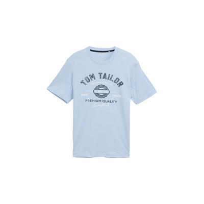 TOM TAILOR Herren T-Shirt mit Logo-Print, blau, Uni, Gr. M Image