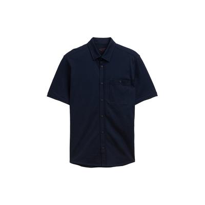 TOM TAILOR Herren Regular Fit Kurzarmhemd aus Baumwolle, blau, Uni, Gr. M Image
