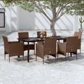 Vidaxl - Set da Pranzo da Giardino 7 pz con Cuscini Marrone e Nero