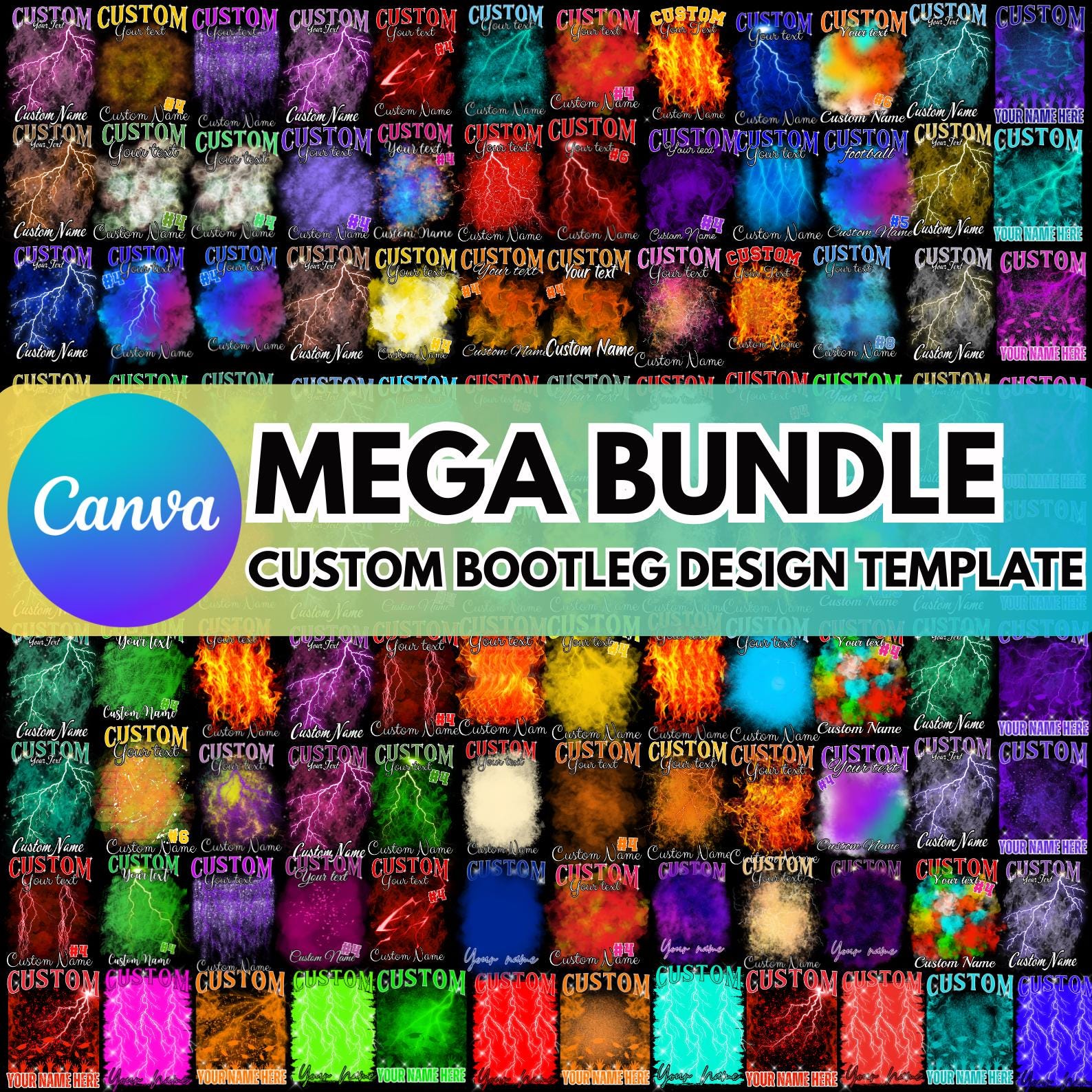 Mega bundle modificabile con maglietta rap bootleg personalizzata Canva, modello di design personalizzato, modello di maglietta rap Canva, design di m