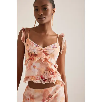 By Anthropologie Floral Ruffle Top