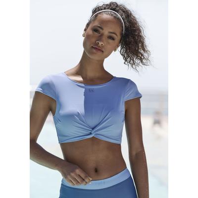 Crop-Bikini-Top LASCANA ACTIVE "Oceana", Damen, Gr. 38, Cup C/D, blau (hellblau), Recycling-Polyamid, Bikini-Oberteile, mit modischer Knotenoptik Image