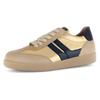 Plateausneaker GABOR, Damen, Gr. 36, karamell, schwarz, Ziegenveloursleder, Glattleder, kontrastfarbene Details, sportlich, Schuhe, Freizeitschuh, Halbschuh, Schnürschuh mit gepolstertem Schaftrand