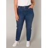 Slim-fit-Jeans BASE LEVEL CURVY, Damen, Gr. 50, Länge 32, blau (mid blau), Denim/Jeans, Obermaterial: 92% Baumwolle, 6% Polyester, 2% Elasthan, casual, slim fit knöchellang, Jeans, in großen Größen