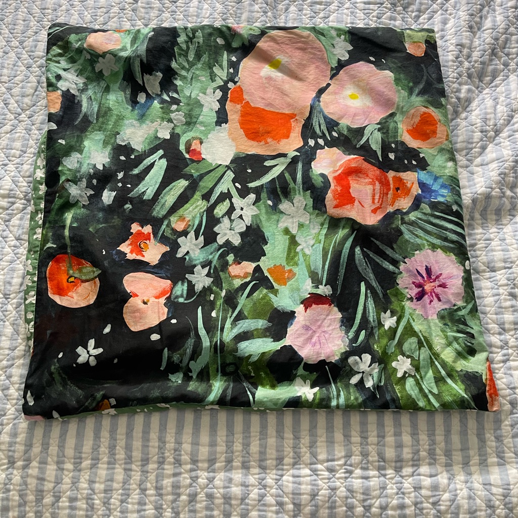 Anthropologie Bedding | Floral Bedding Set - Black And Green | Color: Black/Green | Size: Euro Sham