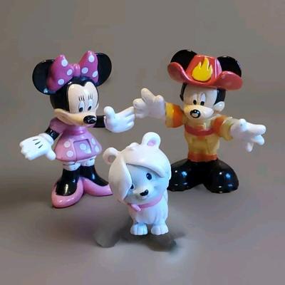 Disney Toys | Dinsey Mickey & Minnie Mouse With Cream Puff The Dog Small Action Figures 3" | Color: Cream/Tan | Size: Osg