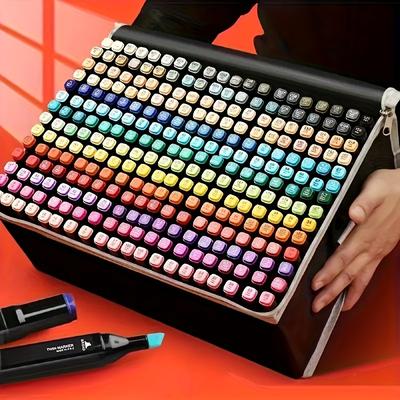 TEMU Trendy 120-color Double-ended Markers: Transition, Clear . Outline Your Painting Blueprint Image