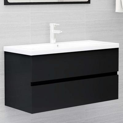 TEMU Black Washbasin Under-sink Cabinet 90x38.5x45 Cm Wood Material Image