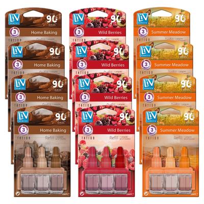 TEMU Liv Sences 3 Scents Air Freshener Plug In Refill 12 Pack - Compatible With 3volution Home Baking, , Summer 20ml