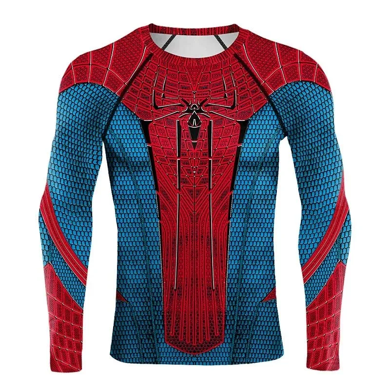 Spider Man Print Männer Kompression Shirt Superheld Rolle Spielen Kostüm Gym Fitness Sportswear Karneval Party Top Anime Kostüm Image