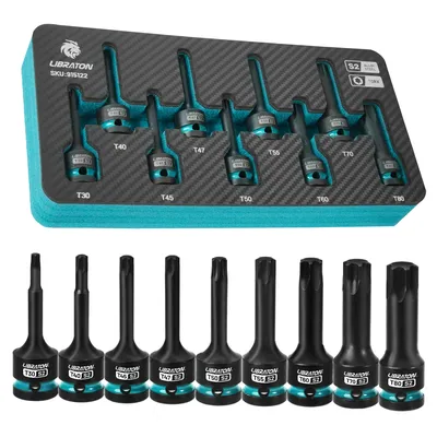 Impact Torx Bit Steckschlüsselsatz 9-teilig Impact Star Bit Steckschlüsselsatz T30-T80 1/2 Zoll Force Torx Steckschlüssel Bit Steckschlüsselsatz für Reparatur