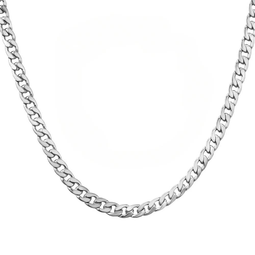 Punk Curb Cuban Link Kette Halskette Großhandel 7mm Silber Farbe Edelstahl Ketten Für Frauen Männer Fashion Party Schmuck geschenk Image