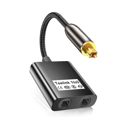 1 Stecker Eingang auf 2 Buchse Ausgang SPDIF Optische Toslink Optische Faser Audio Faser Splitter Image