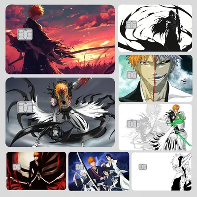 Amine Bleach Ichigo Aufkleber, 4 Stück, PVC, Kreditkarten-Haut-Aufkleber, abnehmbare, selbstklebende Image