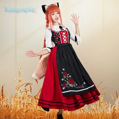 Holo Cosplay Kostüm Anime Gewürz und Wolf Holo Halloween Party niedlichen Lolita Kleid und Image