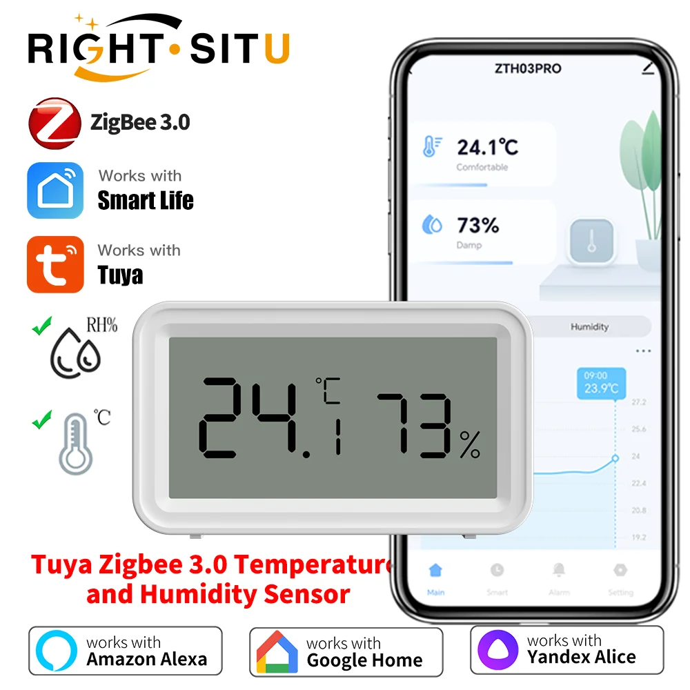 Tuya Zigbee 3,0 Temperatur Feuchtigkeit Sensor Home Automation Remote Connect Thermometer Arbeit Mit Smart Leben Alexa Google Hause Image