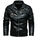 Windjacke Männer Leder Jacken Schlanke Kleidung Neue Winter Warme Casual Motorrad Herren Pu Leder Jacke Biker Leder Mäntel