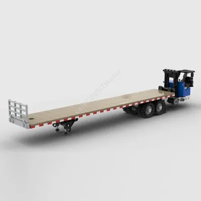 425PCS MOC Stadt Transport Pritsche Anhänger Mit Piggyback Gabelstapler Modell Bausteine Ziegel Image