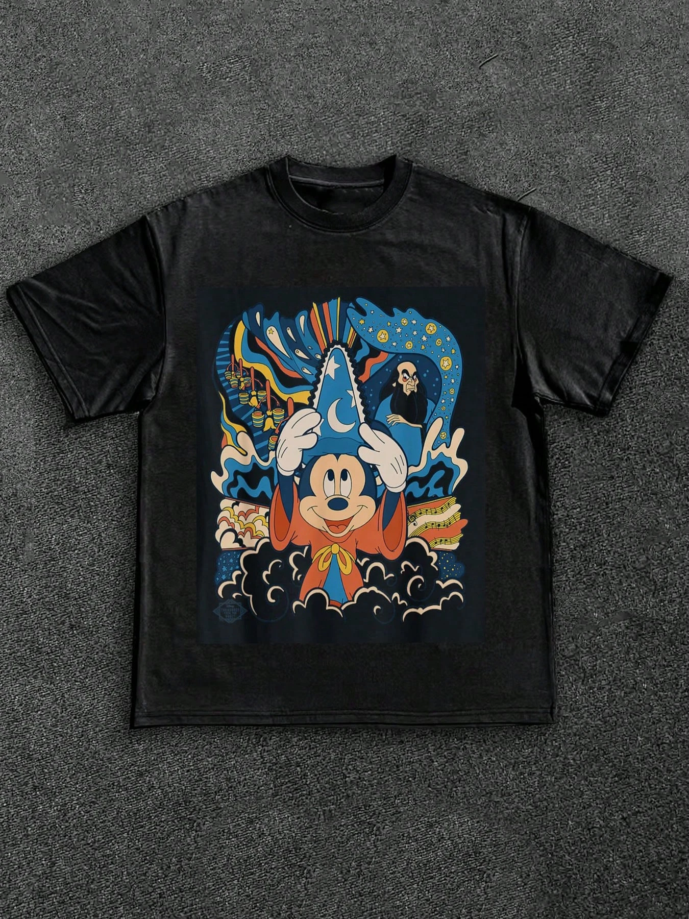 Disney Enchanted Sorcerer Mickey Graphic Tee Baumwolle Herren- und Damen-Paarkleidung Sommer Hip Hop Streetwear Herrenbekleidung
