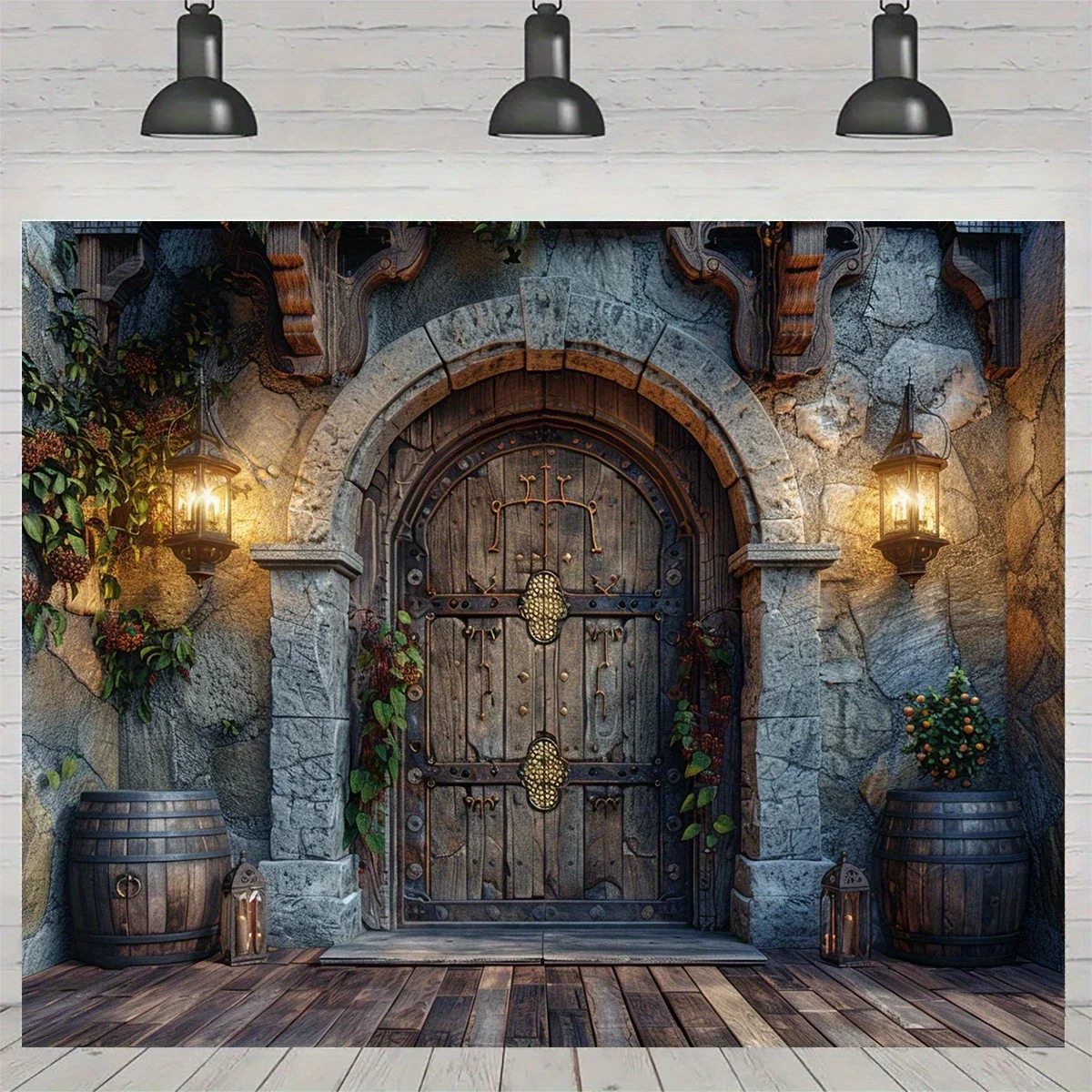 1 Stück mittelalterlicher Schloss-Hintergrund, dekorativer Schloss-Wand-Hintergrund, Kingdom Guardian VBS mittelalterliches Thema, Partyzubehör Image