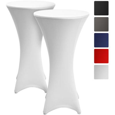 2er Set Beautissu Stella Stehtischhusse Stretch ø 60cm Weiß Image