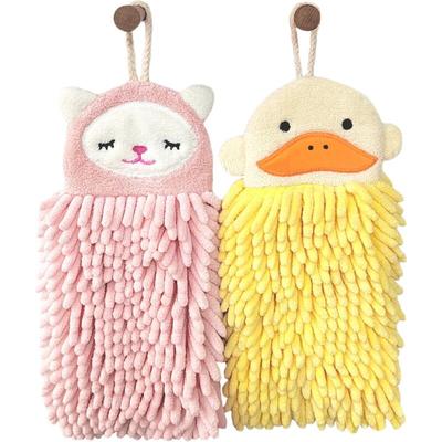 2er-Pack Kinderhandtücher – Chenille-Badetuch mit Aufhängeschlaufe – saugfähiges, Image