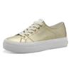 Plateausneaker TAMARIS, Damen, Gr. 41, gold (goldfarben), Textil, unifarben, glänzend, beschichtet, sportlich, Schuhe, Freizeitschuh, Halbschuh, Schnürschuh mit Logo an der Ferse