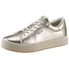 Plateausneaker TAMARIS, Damen, Gr. 36, gold (goldfarben), Lederimitat, unifarben, glänzend, sportlich, Schuhe, Freizeitschuh, Halbschuh, Schnürschuh mit Textilkordel am Plateau
