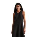 Midikleid MARC O'POLO "in A-Linie geschnitten", Damen, Gr. 40, Normalgrößen, schwarz, Obermaterial: 100% Leinen; Futter: 100% Baumwolle, unifarben, figurbetont lang, Rundhals, ohne Ärmel, Kleider