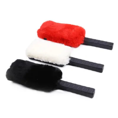 34.5cm Leather Thick Plush Paddle Riding Crops Flogger Horsewhips Spikes 12cm Wide Spanking Paddle