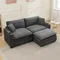 Corduroy Cloud Sectional Couch, Modular Oversized Loveseat Sofa with Ottoman, Cup Holders & USB