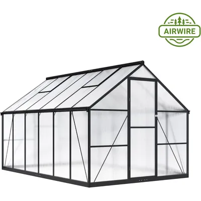 8x12 FT Greenhouse for Outdoors, Quick Setup Polycarbonate Greenhouse with Roof Vent,