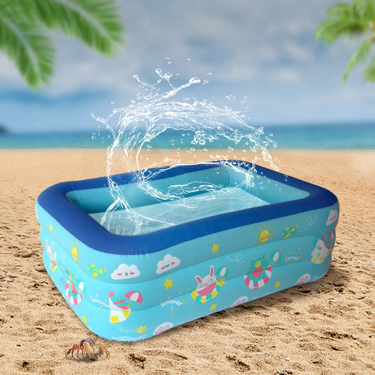 Piscine gonflable pour enfants, tout-petits, piscine à balles en PVC gonflable 150*110*50cm pour jardin de plage intérieur et extérieur
